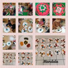 5.	„Koło życia” – mandala. Układanie mandali z użyciem produktów spożywczych to jedna z najbardziej ulubionych aktywności dzieci. Dzięki tej zabawie miały możliwość manipulowania i poznawania różnych struktur żywności, a także rozwijania spostrzegawczości. Najważniejsza jednak była oczywiście dobra zabawa, dzięki której powstały małe dzieła sztuki. 